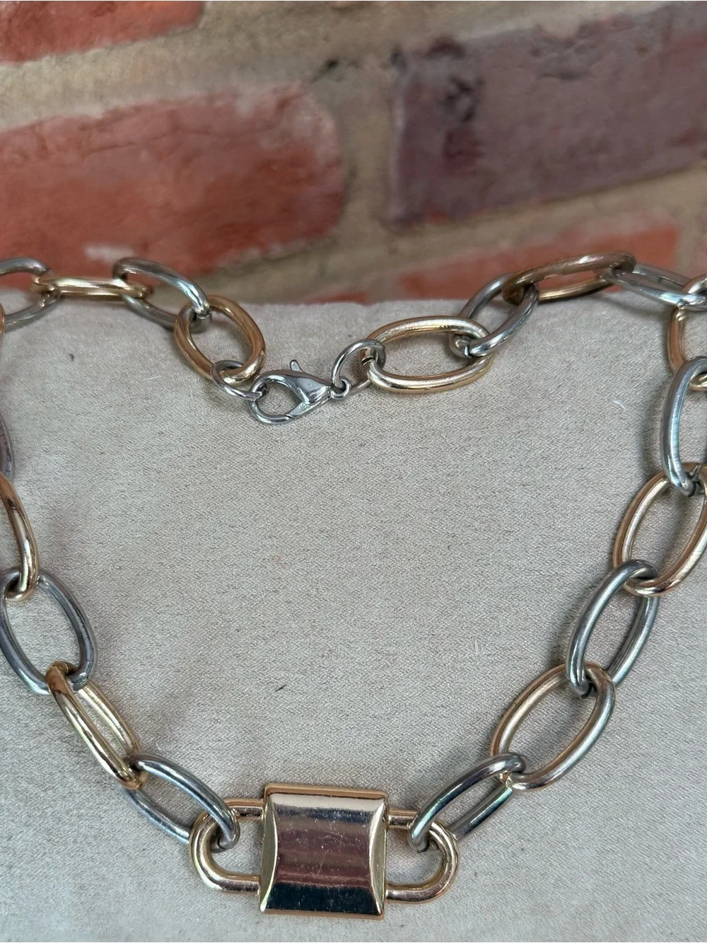 Dolls Kill Two-Tone Chunky Chain Necklace in Silver and Gold